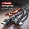 Dual Rotation USB C to Type C Braided 240w Fast Charging Cable with 540 degree rotation