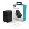 Choetech GaN 45W PD Unviersal Travel Adapter with Retractable USB-C - Black