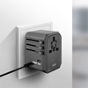 UNIQ VOYAGE USB-A & C World Travel Charging Adapter Power Delivery 18W - Charcoal (Grey)
