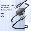 Mcdodo 60W 2in1 Type-C to Type-C Charging Cable with Wireless Charger for Samsung Watch - CA-4170 - Black