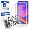 Whitestone Dome EZ with Cam for iPhone 14 Pro Max EZ Glass Screen Protector with Jig & Camera Protector - 3 Pack