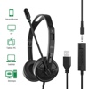 Salar H58 PC Wired Business Headphones USB 3.5mm Jack Comfortable Headset With Noise Cancelling Mic For PC Laptop Mac Computer - Black