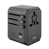 UNIQ VOYAGE USB-A & C World Travel Charging Adapter Power Delivery 18W - Charcoal (Grey)