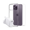 Spigen Bundle Pack for iPhone 14 Pro Max 6.7inch (Crystal Flex Case + Glass.tR Screen Protector + PowerArc 20W Charger) - ASE05406