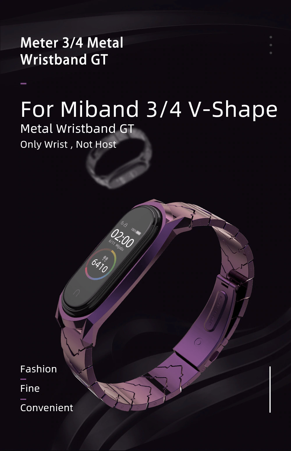 Mi Band 3/4 Metal Bracelet Replacement Strap Stainless Steel