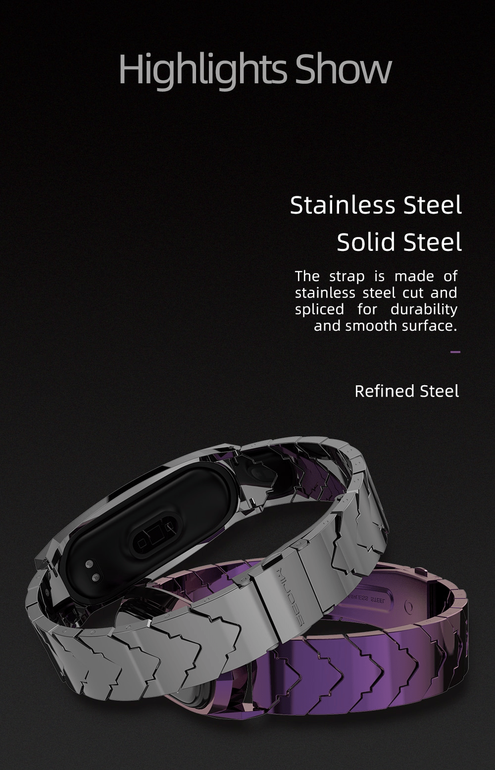 Mi Band 3/4 Metal Bracelet Replacement Strap Stainless Steel