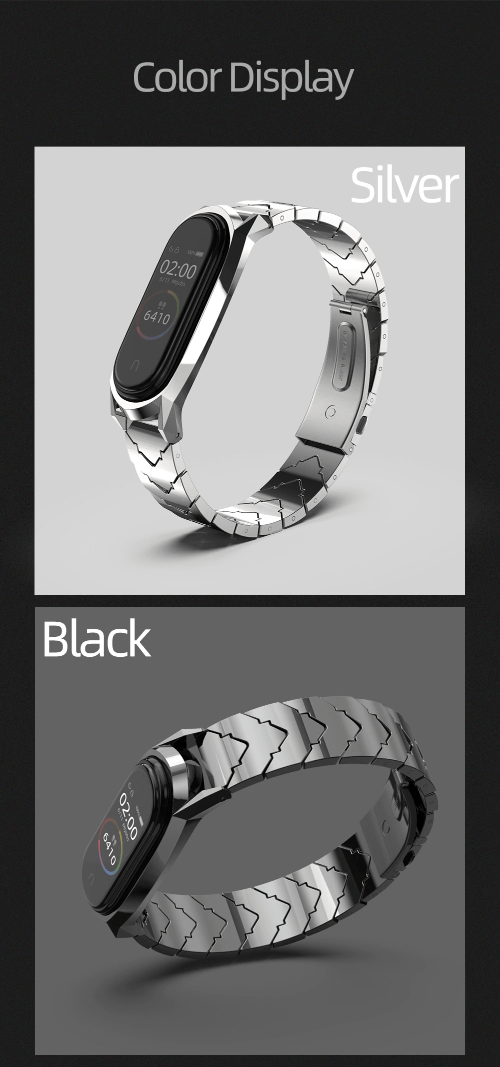 Mi Band 3/4 Metal Bracelet Replacement Strap Stainless Steel