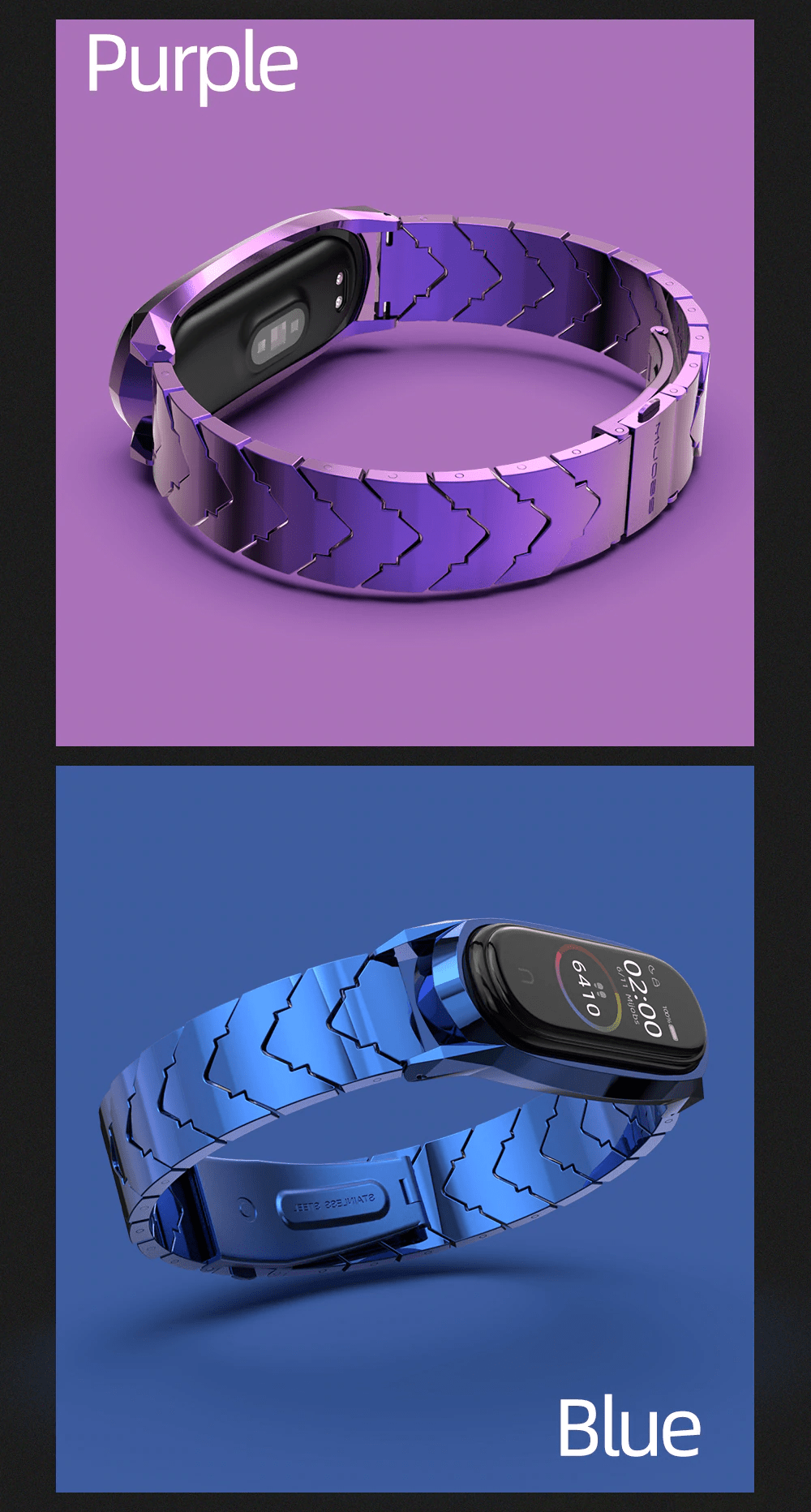 Mi Band 3/4 Metal Bracelet Replacement Strap Stainless Steel