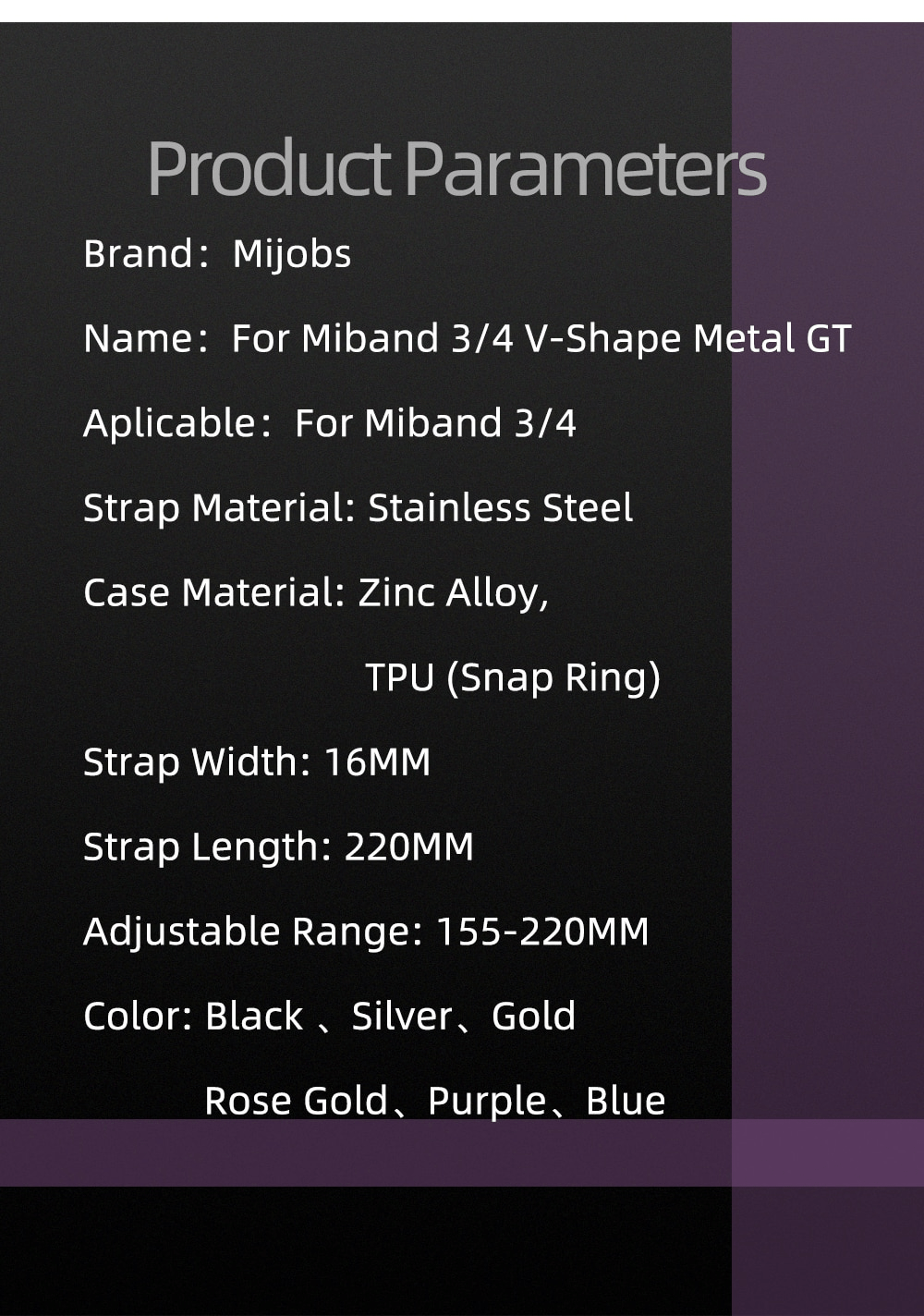 Mi Band 3/4 Metal Bracelet Replacement Strap Stainless Steel