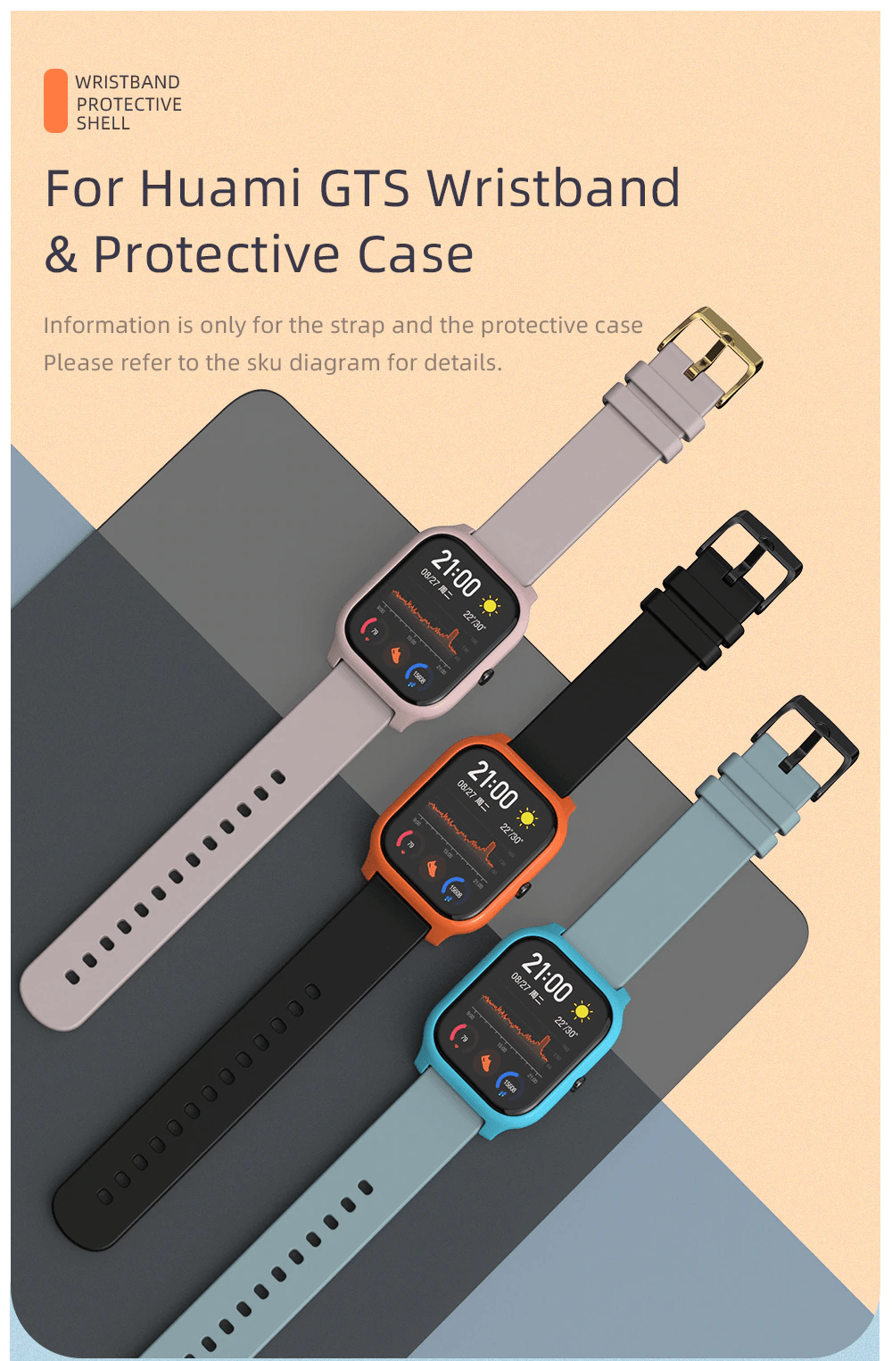 Xiaomi Huami Amazfit Replacement Wristband 20mm Silicone with Watch Cover Sports