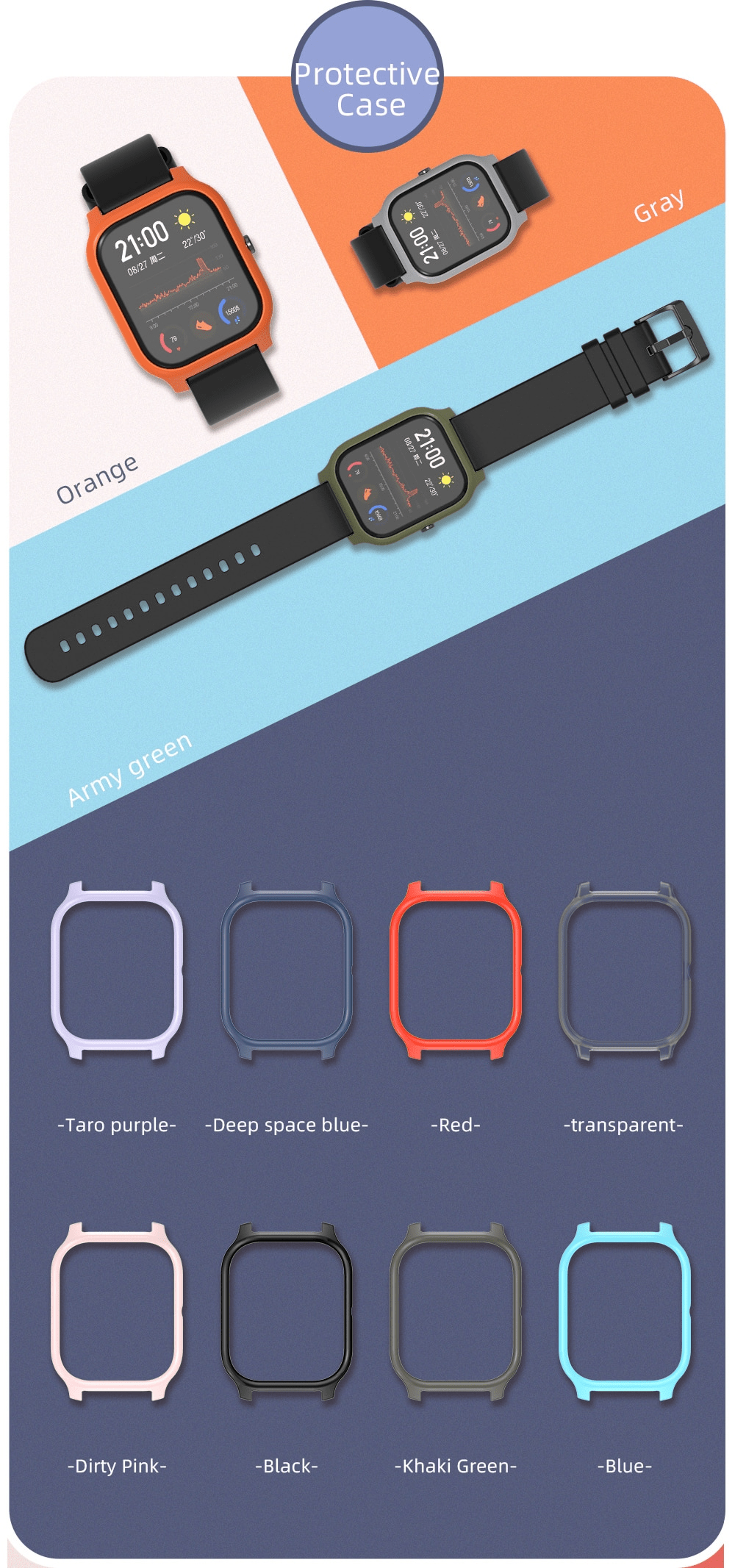 Xiaomi Huami Amazfit Replacement Wristband 20mm Silicone with Watch Cover Sports