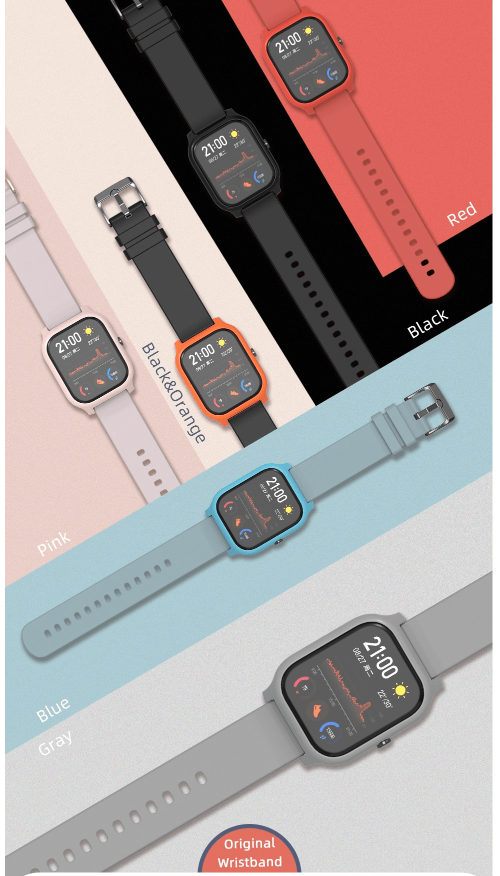 Xiaomi Huami Amazfit Replacement Wristband 20mm Silicone with Watch Cover Sports