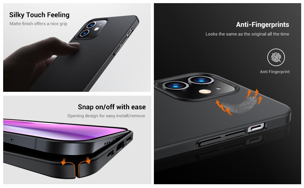 TORRAS  iPhone 12 Mini  5.4 inch Slim Fit (2020 Release), Ultra Thin Silky Soft Touch Hard Plastic Matte Finish Grip Protective Phone Cover - X002QJ783V