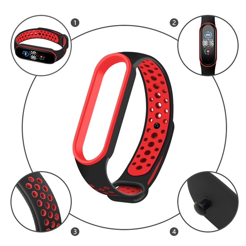 Xiaomi Mi Band 5/6 Breathable Replacement Strap, Silicone Anti-sweat Replacement Wrist Strap for MiBand 5