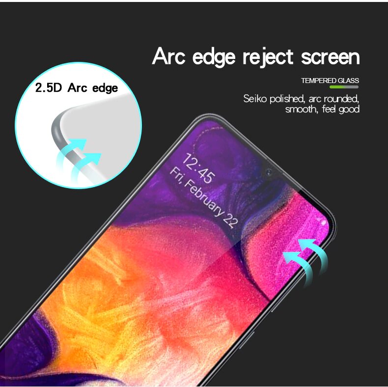 MOFI Samsung Galaxy A30s  2.5D 9H Full Screen Protector Tempered Glass Anti BlueRay BLACK