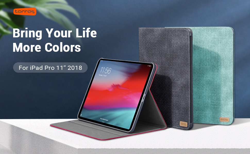 TORRAS iPad Pro 11 inch Case 2018, Slim Fit Folding Folio Case with Multiple Viewing Angles Stand, [iPad Pencil Pairing& Charging Friendly] Protective Smart Leather Cover-Auto Wake/Sleep-Red