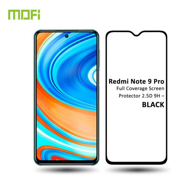 MOFI Premium Tempered Glass for Redmi note 9 pro Full Coverage Screen Protector 2.5D 9H &ndash; BLACK