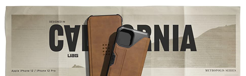 UAG iPhone 12/12 Pro (6.1) Metropolis Phone Case - LTHR ARMR Brown - 812451037012