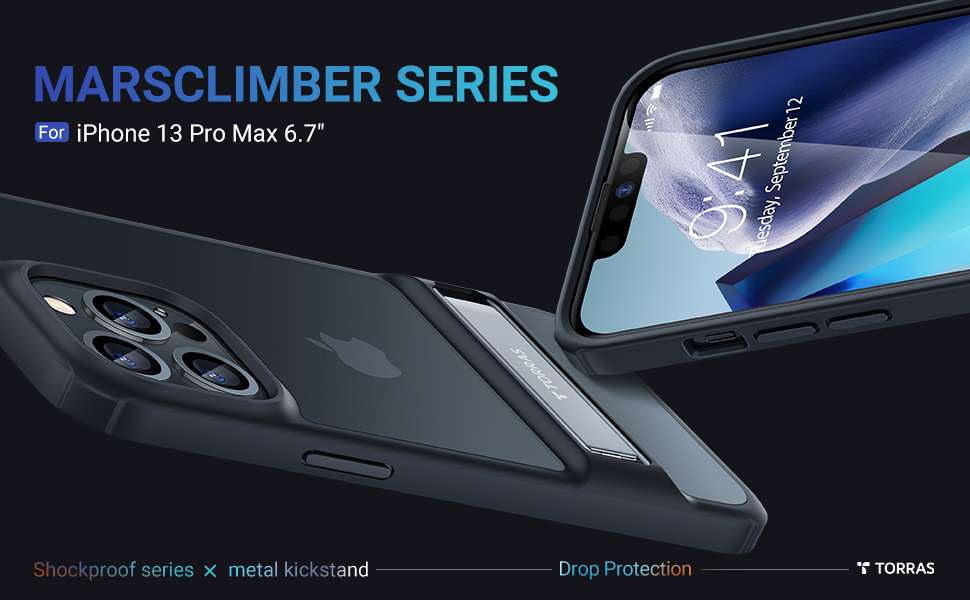 Torras MarsClimber Series Phone Case for iPhone 13 Pro Max - Black - X002W71PO5