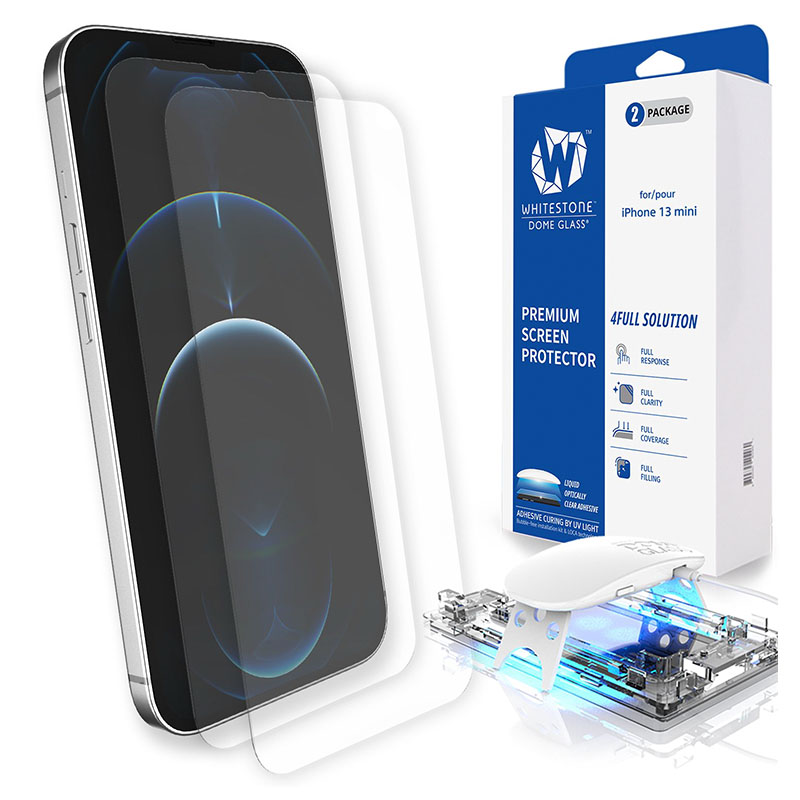 Whitestone Dome iPhone 13 Mini Dome Glass Tempered Glass Screen Protector (5.4") - Replacement Kit (No UV)