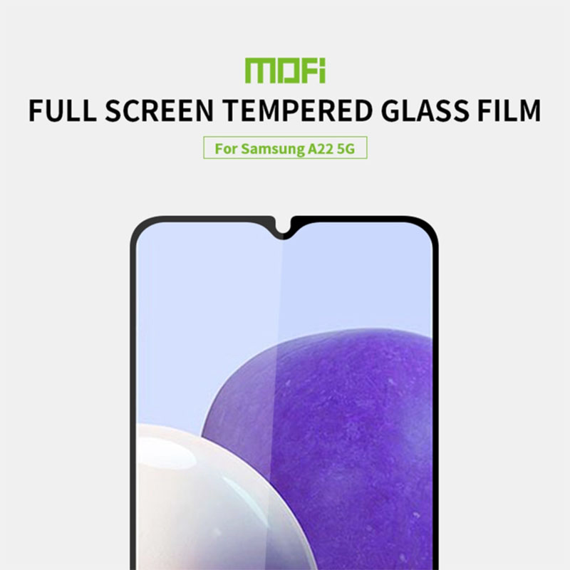 MOFI Premium Tempered Glass for Samsung A22 Full Coverage Screen Protector 2.5D 9H &ndash; BLACK
