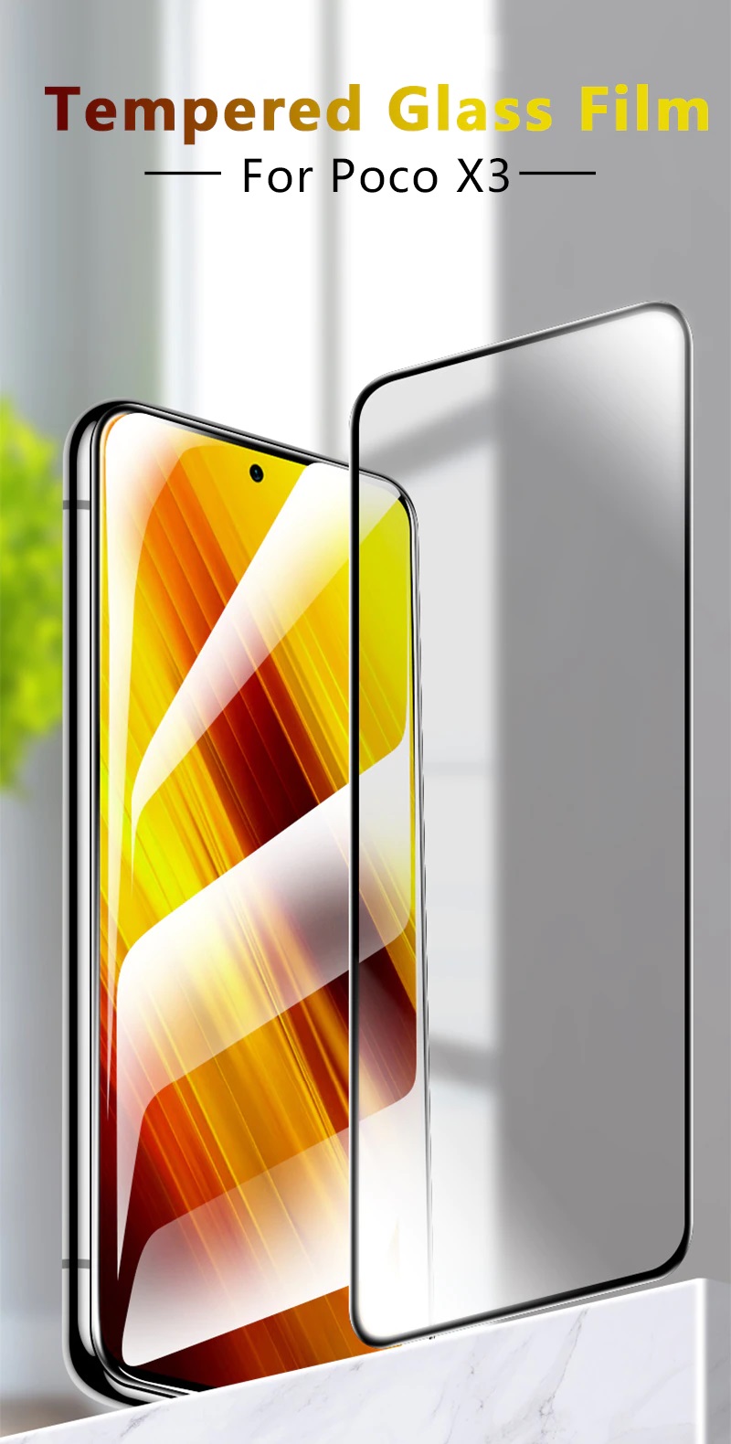 MOFI Xiaomi Poco X3 Pro 2.5D 9H Full Screen Protector Tempered Glass Anti BlueRay &ndash; BLACK