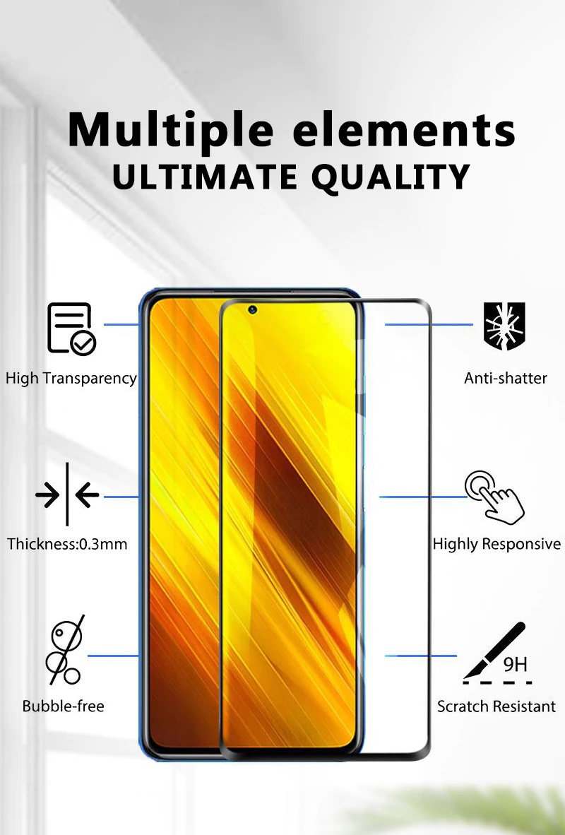 MOFI Xiaomi Poco X3 Pro 2.5D 9H Full Screen Protector Tempered Glass Anti BlueRay &ndash; BLACK