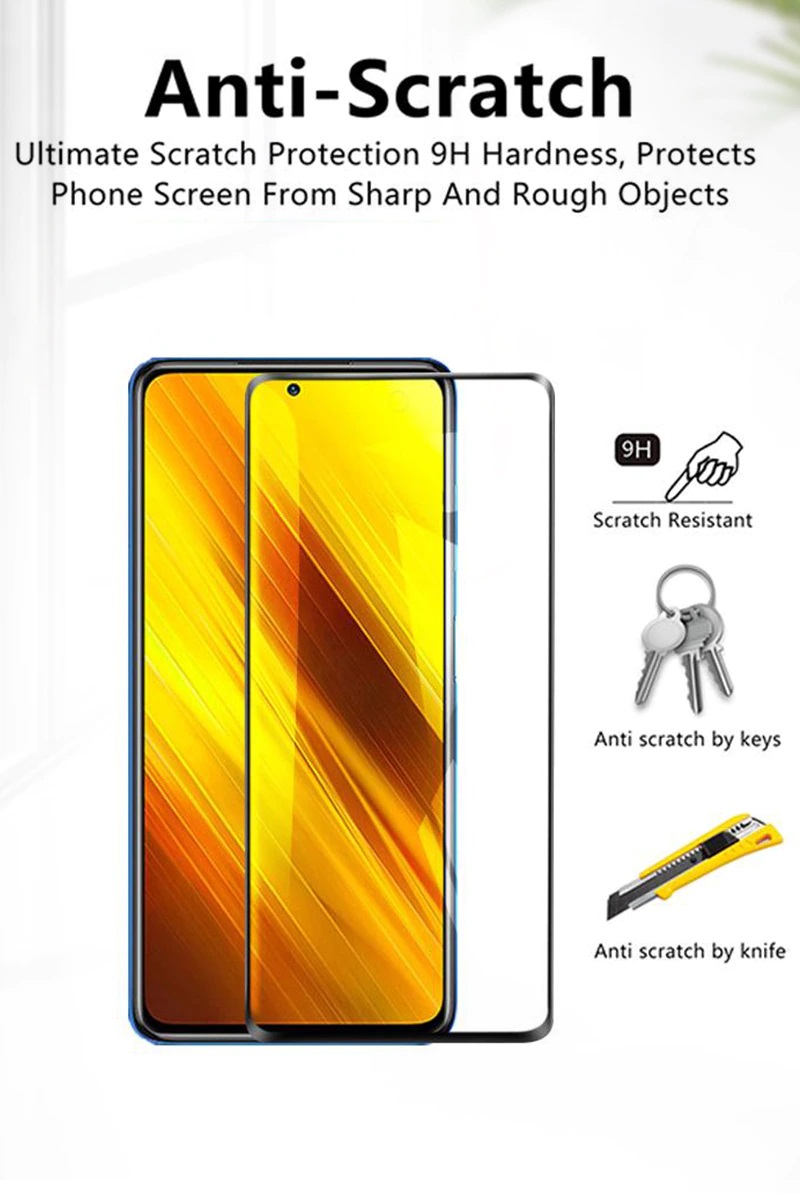 MOFI Xiaomi Poco X3 Pro 2.5D 9H Full Screen Protector Tempered Glass Anti BlueRay &ndash; BLACK