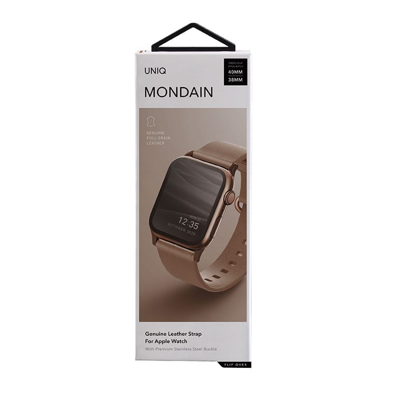 UNIQ MONDAIN For Apple Watch Series 1-8 SE/SE2  Genuine Leather Strap (40/41/38MM) - Coral (Pink)