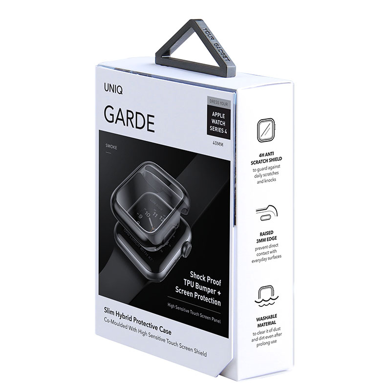 UNIQ GARDE HYBRID Apple Watch Series 4/5/6/SE/SE2 Case with Screen Protection (40MM) - Smoked (Tinted Grey)