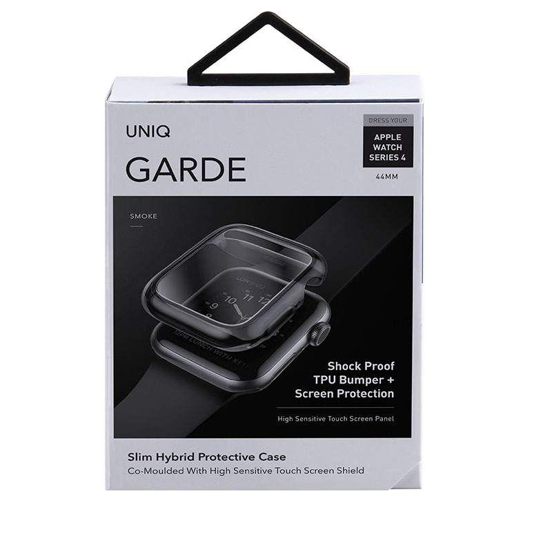UNIQ GARDE HYBRID Apple Watch Series 4/5/6/SE1 & 2 Case with Screen Protection (44MM) - Smoked (Tinted Grey)