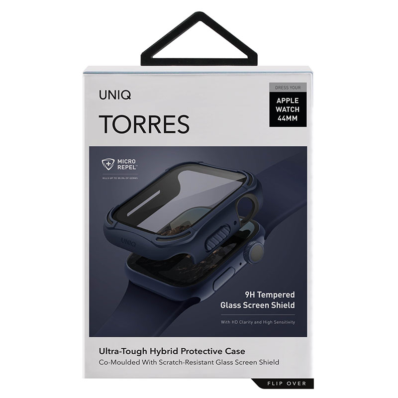 UNIQ TORRES Watch Case with Tempered Glass Screen Protection for Apple Watch Series 1-6 & SE 44MM - Nautical Blue