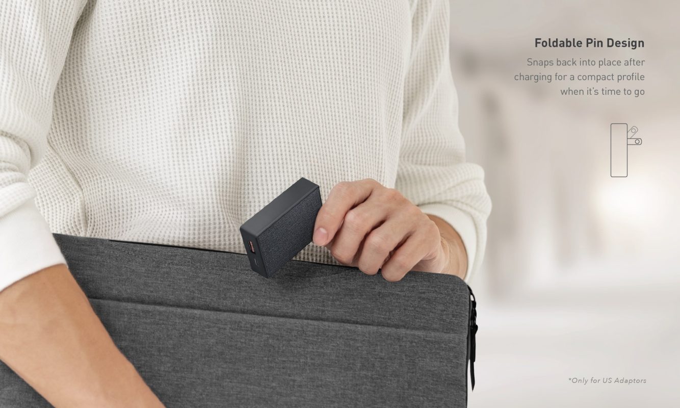UNIQ VOTRE SLIM DUO USB C + USB A 20W Wall Charger (EU) - Charcoal (Black)