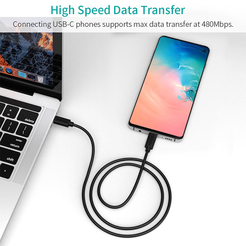 Choetech 3A USB-C To USB-C Cable 3.3ft (1m) - Black - CC0002