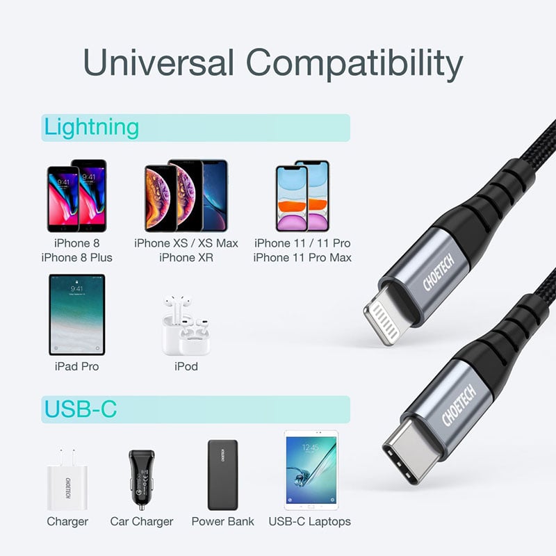 Buy Choetech USB C To Lightning Cable in Pakistan