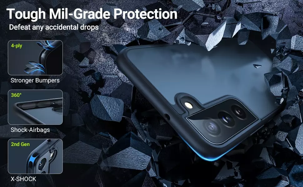 Torras Guardian Series Phone Case For Samsung Galaxy S22 Plus Case - Black