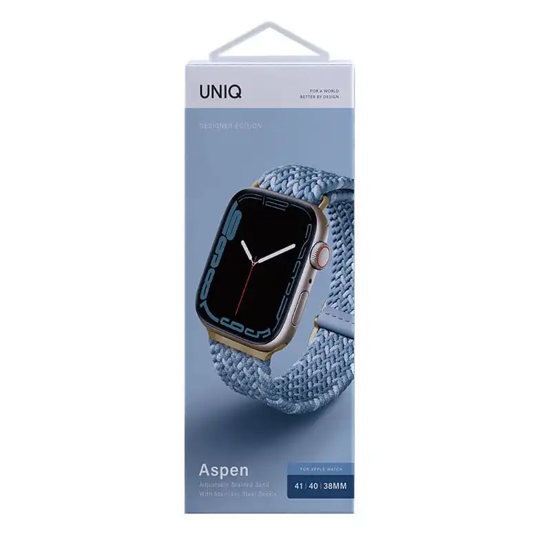 UNIQ Aspen Designer Edition Braided Apple Watch Strap for Series 1-10 SE/SE2  41/40/42mm - Cerulean Blue