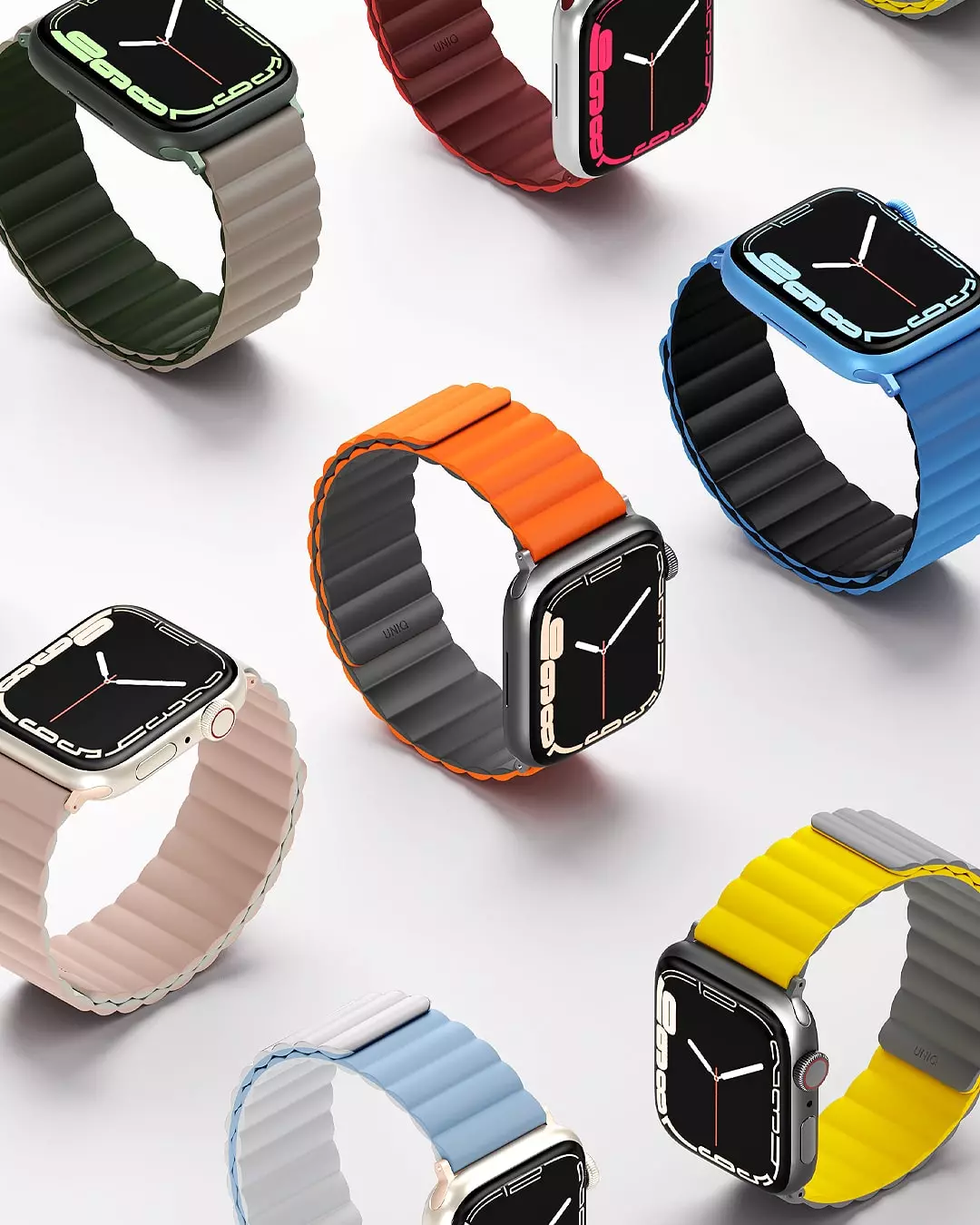 UNIQ REVIX Reversible Magnetic Apple Watch Strap for Series 1-10, SE/SE2 Watch Ultra 49/45/44/46MM &ndash; Artic White (Blue)