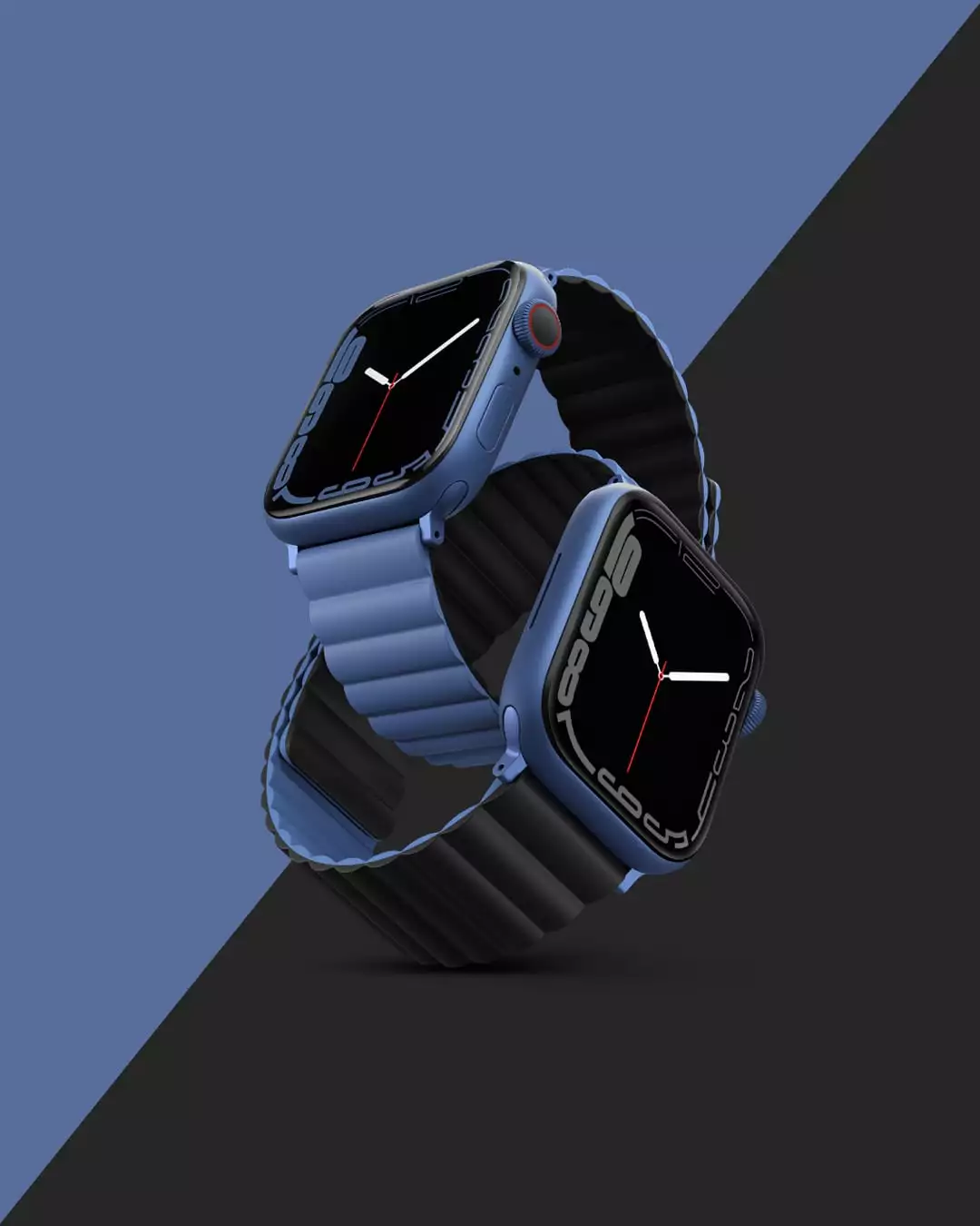 UNIQ REVIX Reversible Magnetic Apple Watch Strap for Series 1-10, SE/SE2 Watch Ultra 49/45/44/46MM &ndash; Artic White (Blue)