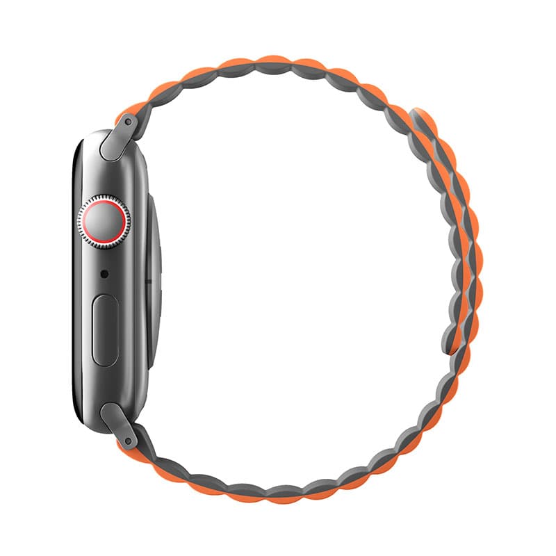 UNIQ Revix Reversible Magnetic Apple Watch Strap Series 1-10, SE/SE2 & Watch Ultra  49/45/44/46MM &ndash; Charcoal (Grey/Orange)