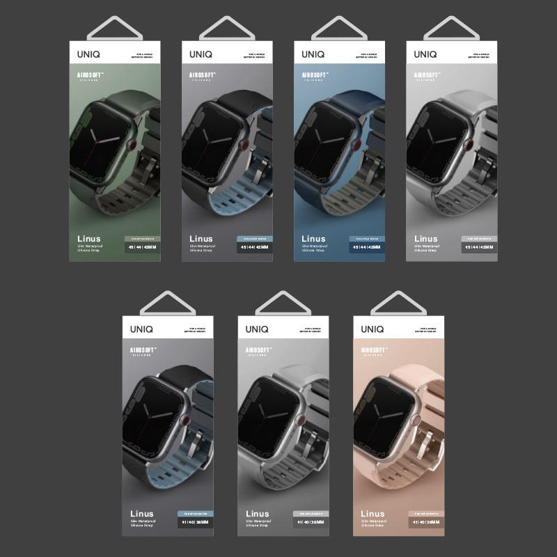 UNIQ LINUS Airosoft Silicone Apple Watch Strap for Series 1-10, SE/SE2 41/40/42MM - Chalk (Grey)