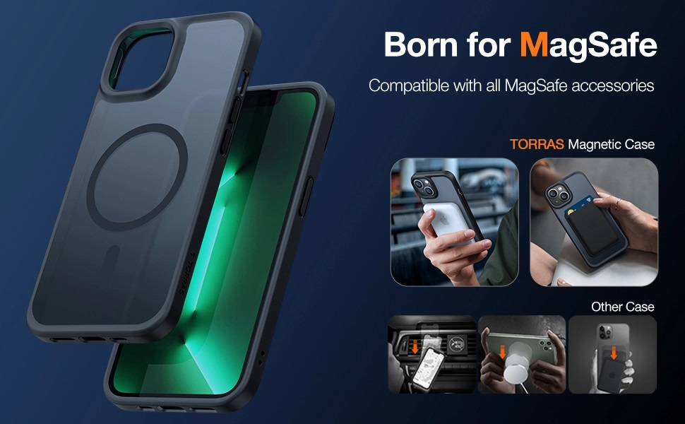 Torras Guardian Magnetic Series Phone Case for iPhone 14 Plus - Black