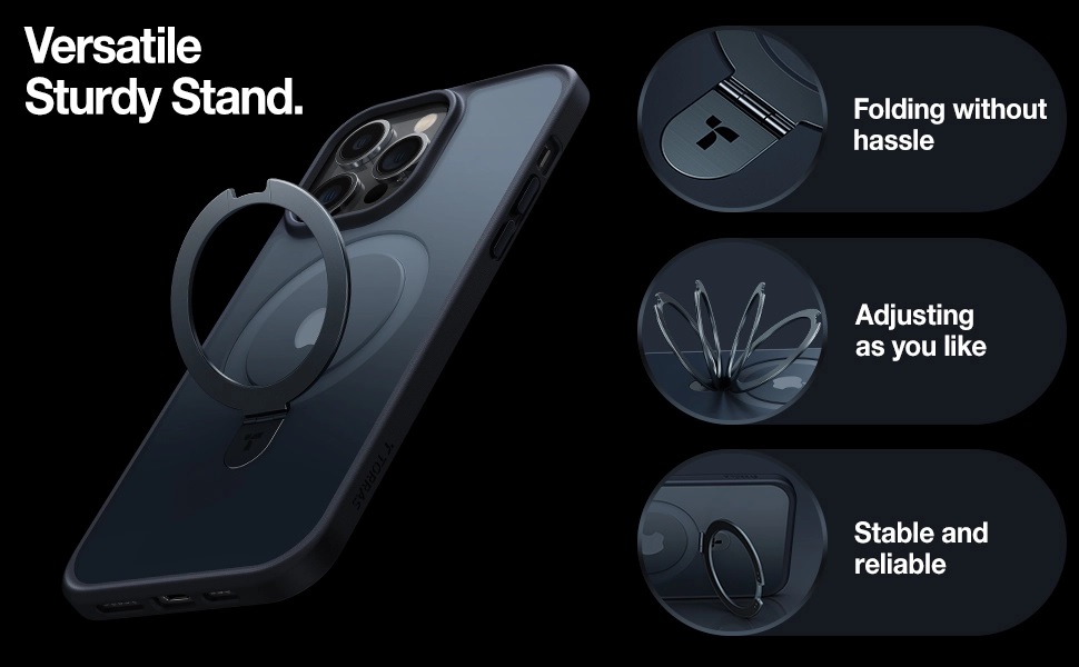 Torras UPRO Ostand Matte Series Phone Case for iPhone 14 Pro &ndash; Black