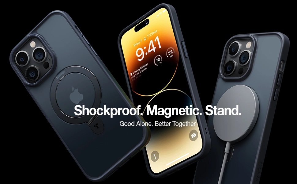 Torras UPRO Ostand Matte Series Phone Case for iPhone 14 Pro &ndash; Black