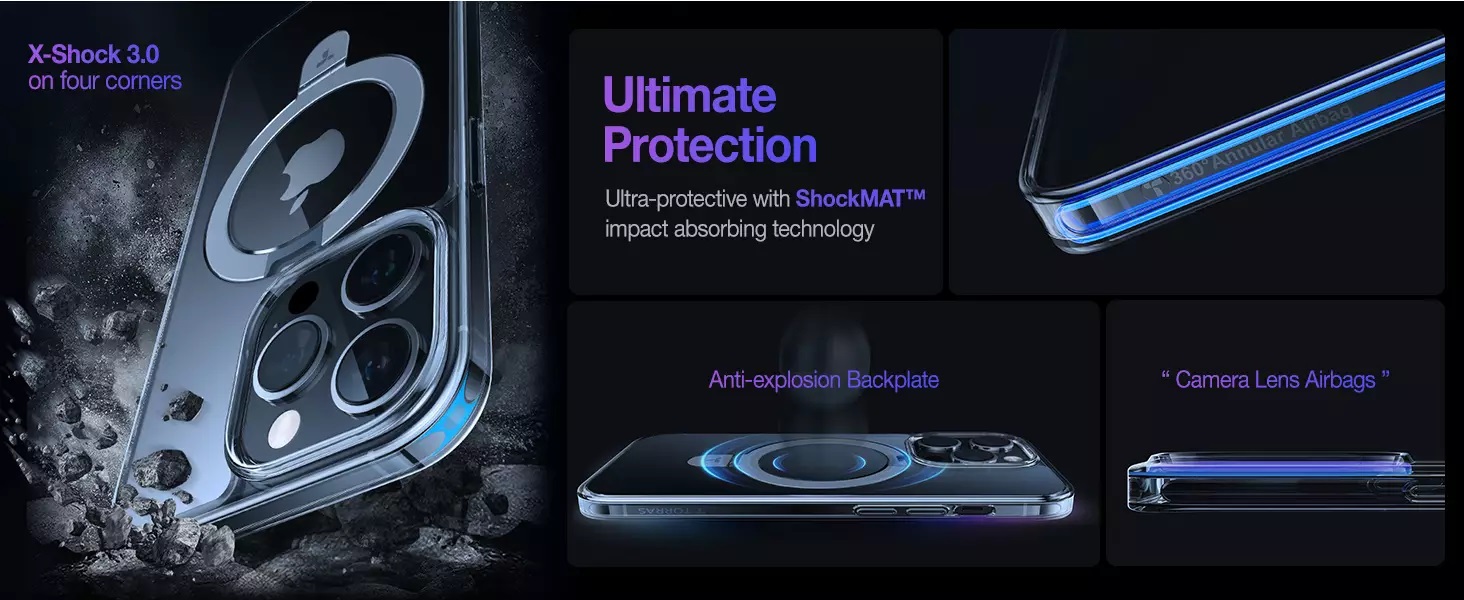 Torras UPRO Ostand Phone Case for iPhone 14 Pro Max - Clear
