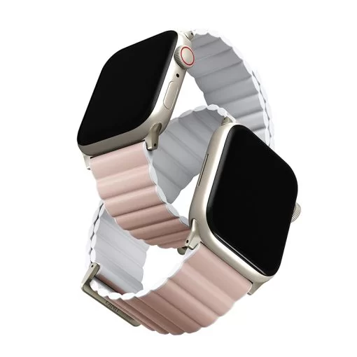 UNIQ Revix Premium Edition Reversible Magnetic Apple Watch Strap for Series 1-10 & SE/SE2 40/41/42MM &ndash; Blush Pink/White