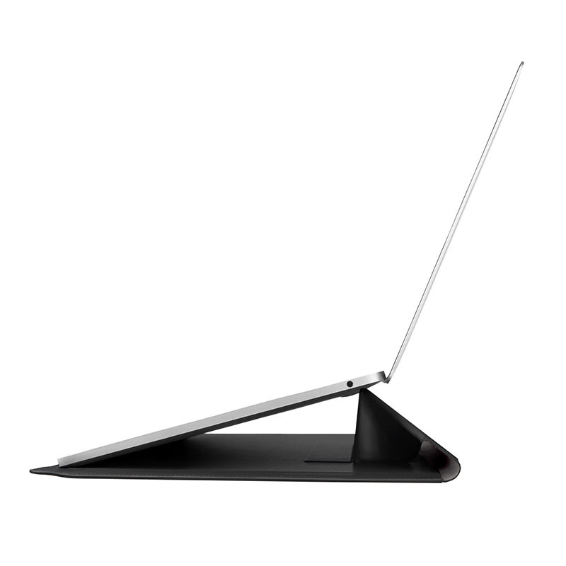 UNIQ OSLO Laptop Sleeve with Foldable Stand (Fits Up to 14" Devices) &ndash; Jet Black