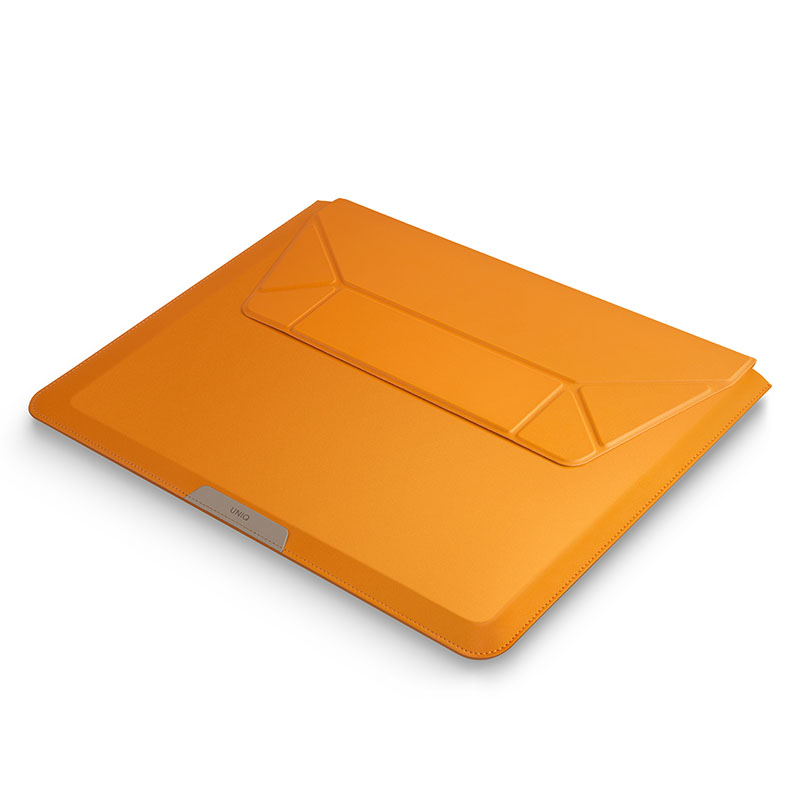 UNIQ OSLO Laptop Sleeve with Foldable Stand (Fits Up to 14" Devices) &ndash; Deep Mustard