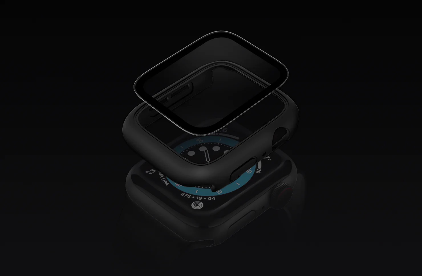 UNIQ Nautic Apple Watch Case with Curved Tempered Glass Screen Protector for Series 7/8/9 45MM - Midnight Black