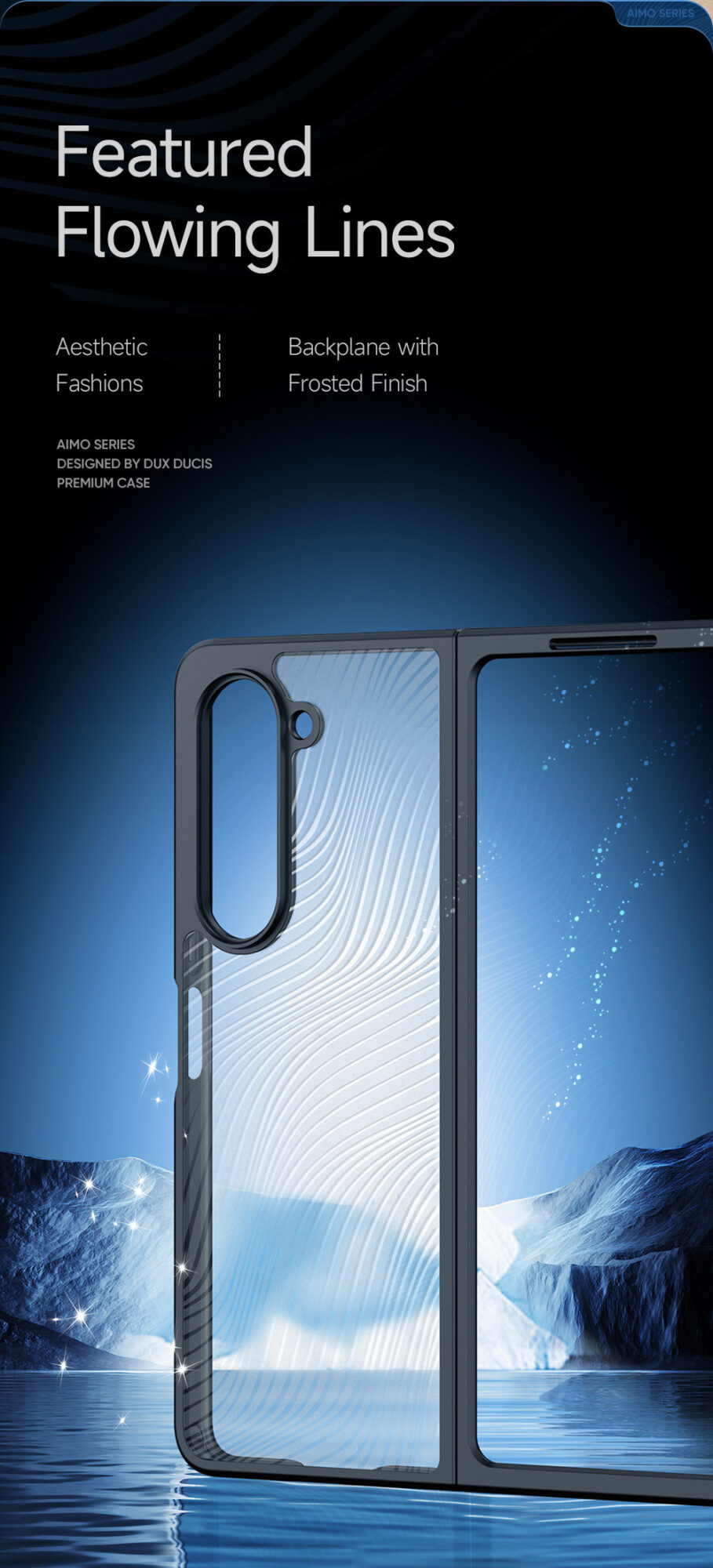 Aimo Series Phone Case for Samsung Galaxy Fold 5 - Transparent Black